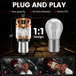 Amber 1156 CanBus-Ready Turn Signal Light LED Bulbs | D2 Series