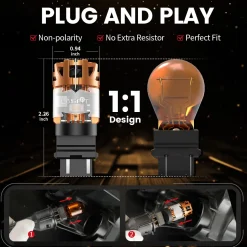 Amber 3157 CanBus-Ready Turn Signal Light LED Bulbs | D2 Series