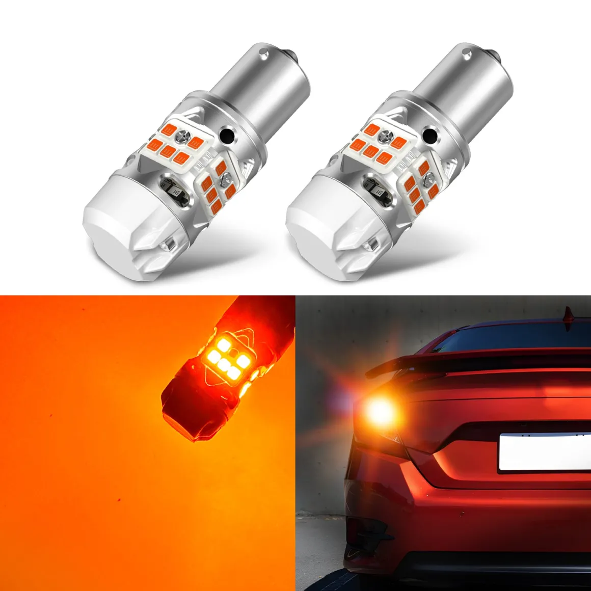 BAU15S PY21W LED Turn Signal Bulbs CanBus-Ready Amber | T3 Series