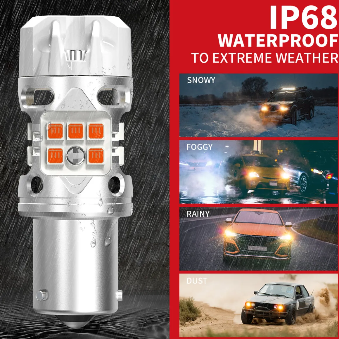 BAU15S PY21W LED Turn Signal Bulbs CanBus-Ready Amber | T3 Series