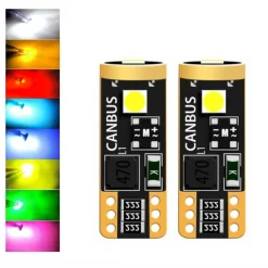 8 Colors License Plate Dome Map Side Marker T10/ 168/ 194 Bulbs | CANBUS Error Free, 1 Pair