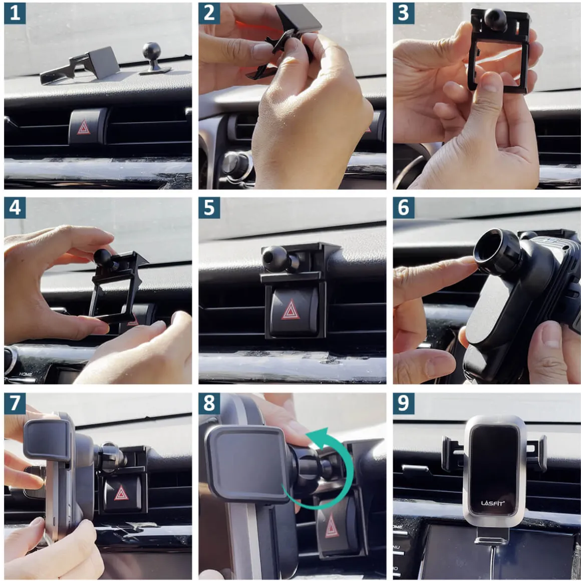 Custom Car Air Vent Clip For 0.67'' Joint Ball Cell Phone Holder