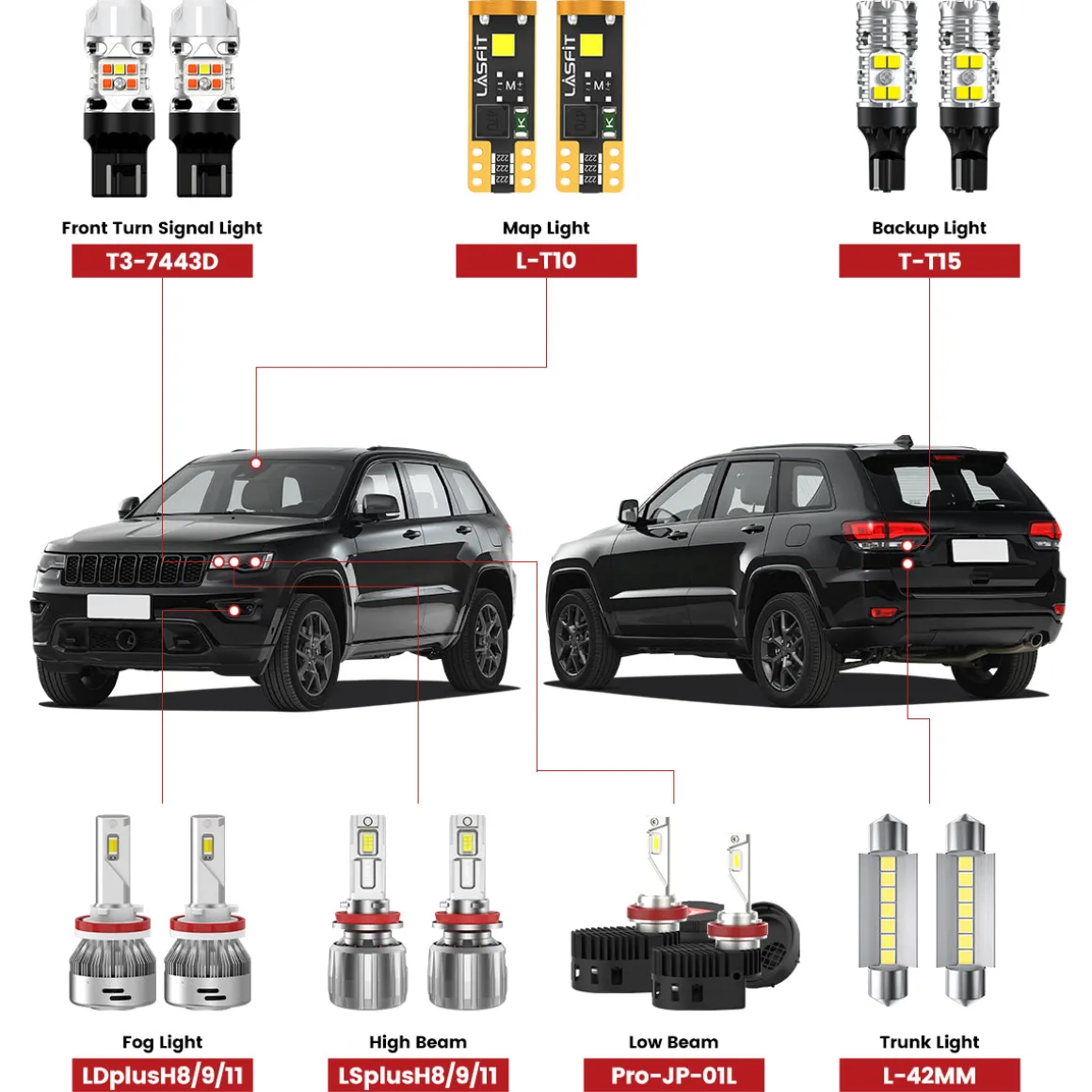 Custom Engineered for 2017-2022 Jeep Grand Cherokee LED Bulbs Upgrade | Tested and Verified