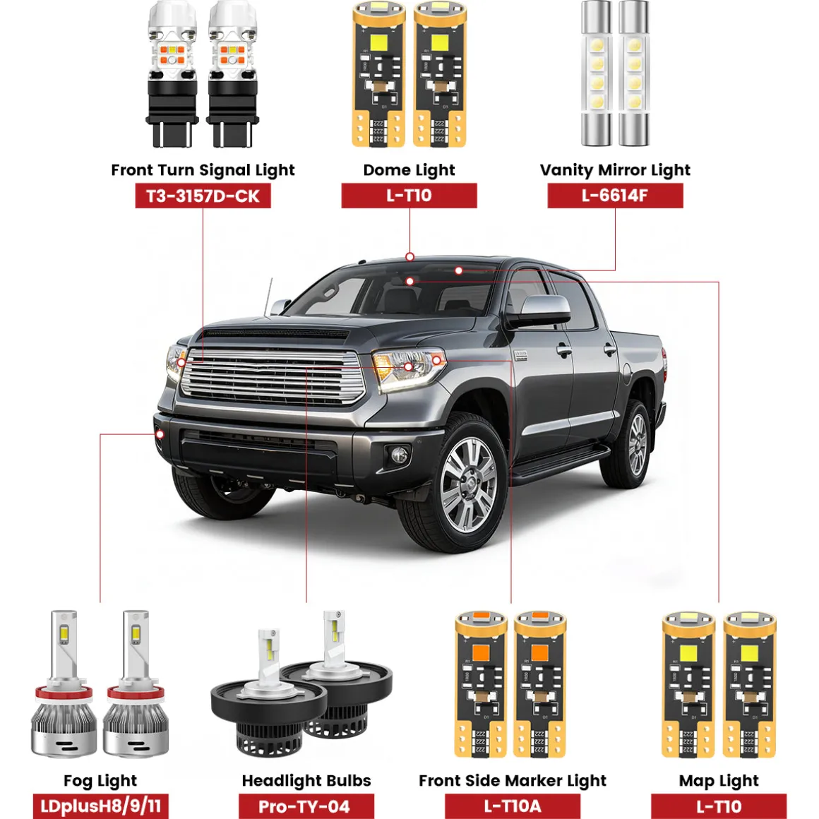 Custom Engineered for 2014-2017 Toyota Tundra LED Bulbs Upgrade