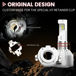 Custom H7 LED Bulbs Fit for Mercedes Benz Volkswagen Tiguan with Retainer Adapter Plug n Play | 2 Bulbs