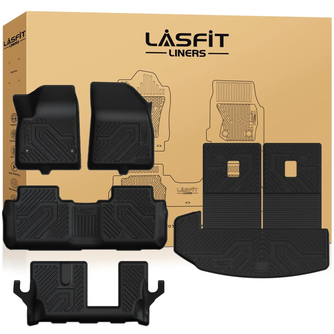 Fit for 2020-2025 Cadillac XT6 Floor Mats & Seatback & Cargo Mat, Fit 7-seater Only
