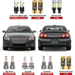 Fit for 2008-2012 Chevrolet Malibu The Brightest LED Bulbs Upgrade