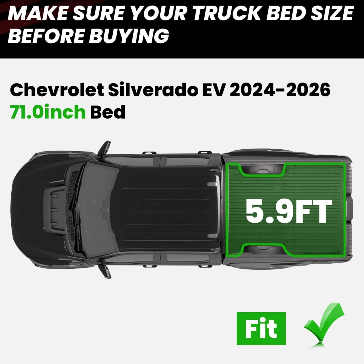 Fit for 2024-2026 Chevrolet Silverado EV 5.9FT Bed Mat