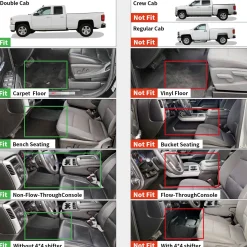 Fit for 2014-2018 Chevrolet Silverado 1500 Floor Mats, Fit Carpet Floor & Without 4*4 Shifter Only