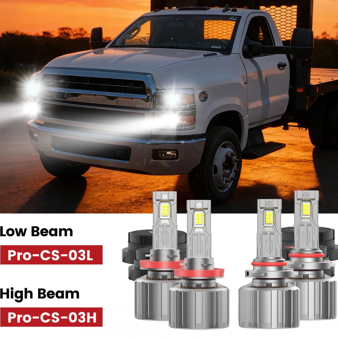 Fit for 2019-2025 Chevrolet Silverado 4500HD 5500HD 6500HD Custom LED bulbs w/Dust Cover