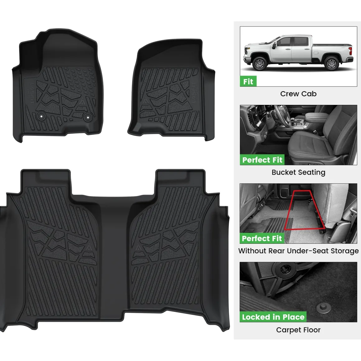 Fit for 2020-2026 Chevrolet Silverado 2500HD 3500HD Floor Mats, Fit Carpet Floor Only