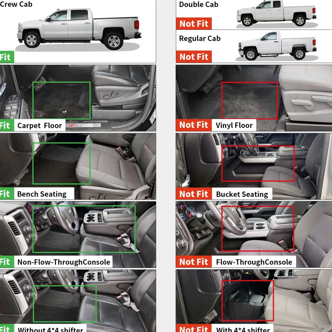 Fit for 2015-2019 Chevrolet Silverado 2500HD 3500HD Floor Mats, Fit Carpet Floor & Without 4*4 Shifter Only