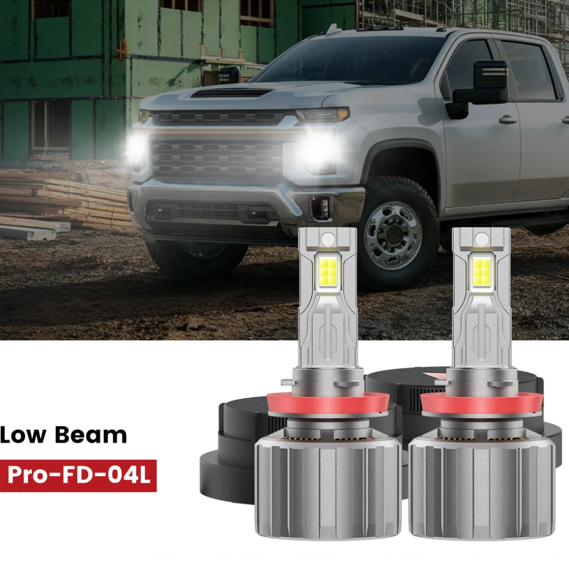 Fit for 2020-2026 Chevrolet Silverado HD 2500 3500 Custom H11 H9 LED Bulbs with Dust Cover | Pro-DC Series
