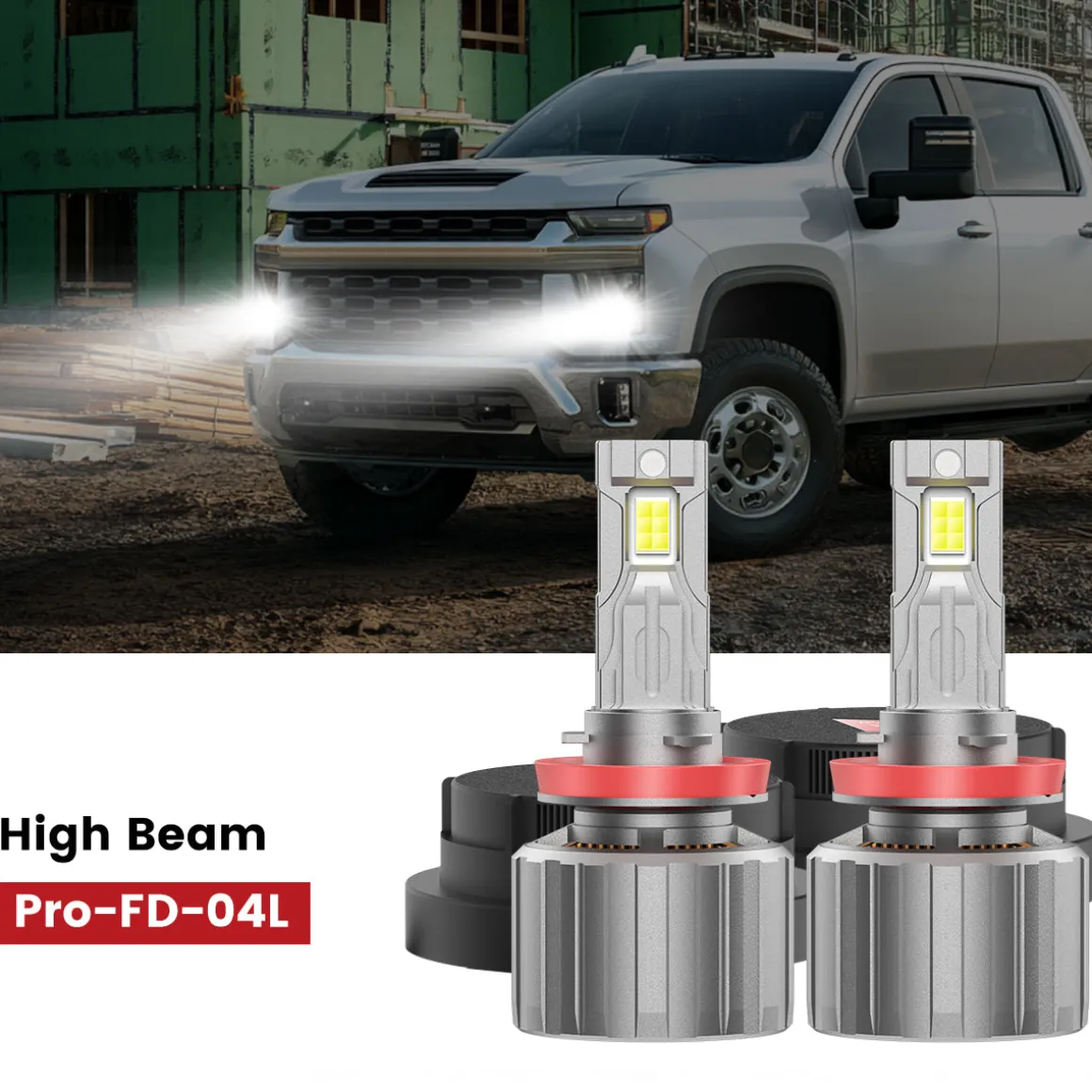 Fit for 2020-2026 Chevrolet Silverado HD 2500 3500 Custom H11 H9 LED Bulbs with Dust Cover | Pro-DC Series