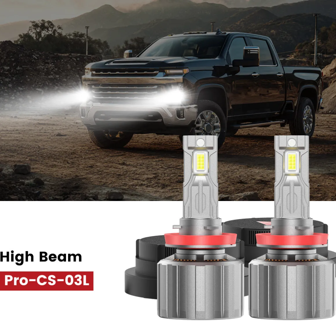 Fit for 2020-2026 Chevrolet Silverado HD 2500 3500 Custom H11 H9 LED Bulbs with Dust Cover | Pro-DC Series