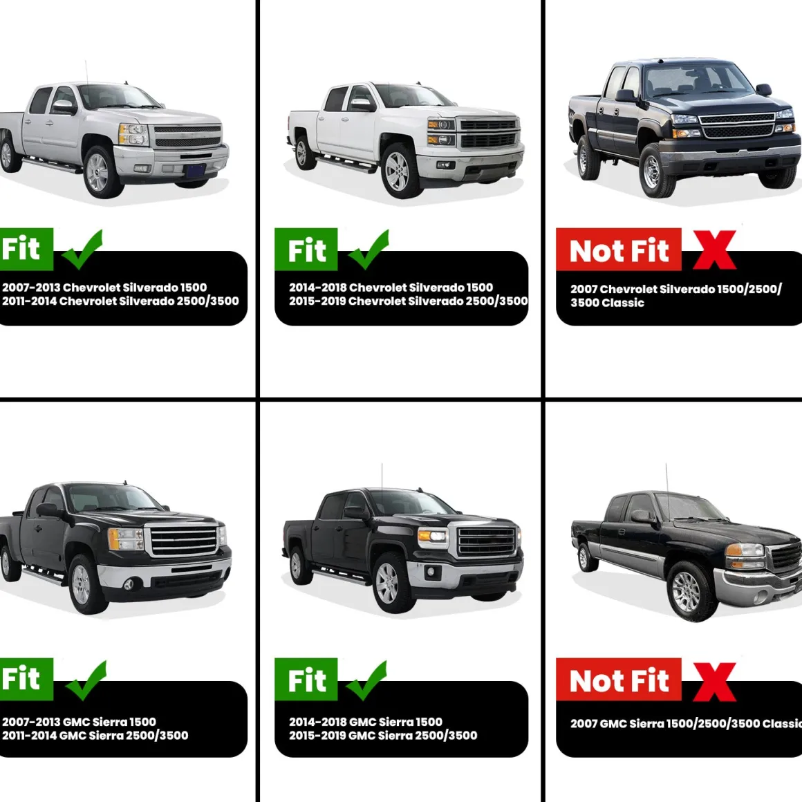 Fit for 2007-2018 Chevrolet Silverado 1500 Heavy Duty 5.8FT or 6.5FT Bed Mat, Not Fit 2007 Classic Body Style