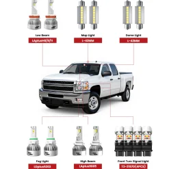 Fit for 2007-2013 Chevrolet Silverado 1500 LED Bulbs Upgrade | Tested and Verified