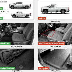 Fit for 2019-2026 Chevrolet Silverado 1500 1st Row Floor Mats, Fit Bucket Seat & Carpet Floor Only, Not for 2019 Silverado LD
