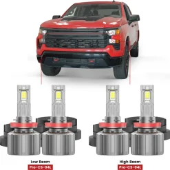 Fit for 2019-2026 Chevrolet Silverado 1500 WT/Custom/Custom Trail Boss Custom-Fit H11 9005 LED Bulbs with Dust Cover | Pro-DC Series
