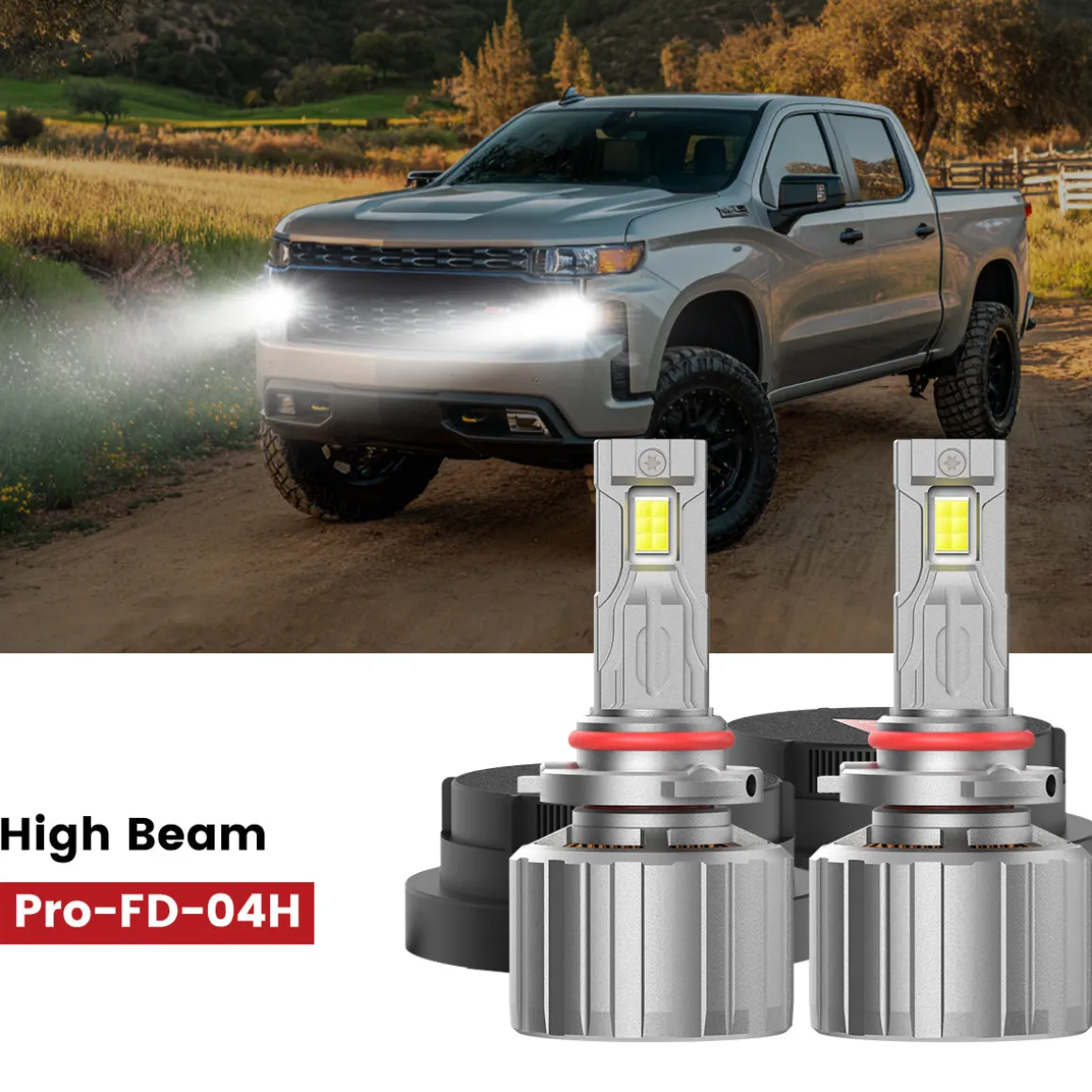 Fit for 2019-2026 Chevrolet Silverado 1500 WT/Custom/Custom Trail Boss Custom-Fit H11 9005 LED Bulbs with Dust Cover | Pro-DC Series