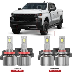 Fit for 2019-2026 Chevrolet Silverado 1500 WT/Custom/Custom Trail Boss Custom-Fit H11 9005 LED Bulbs with Dust Cover | Pro-DC Series