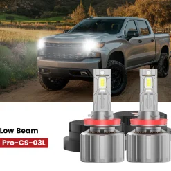 Fit for 2019-2026 Chevrolet Silverado 1500 WT/Custom/Custom Trail Boss Custom-Fit H11 9005 LED Bulbs with Dust Cover | Pro-DC Series