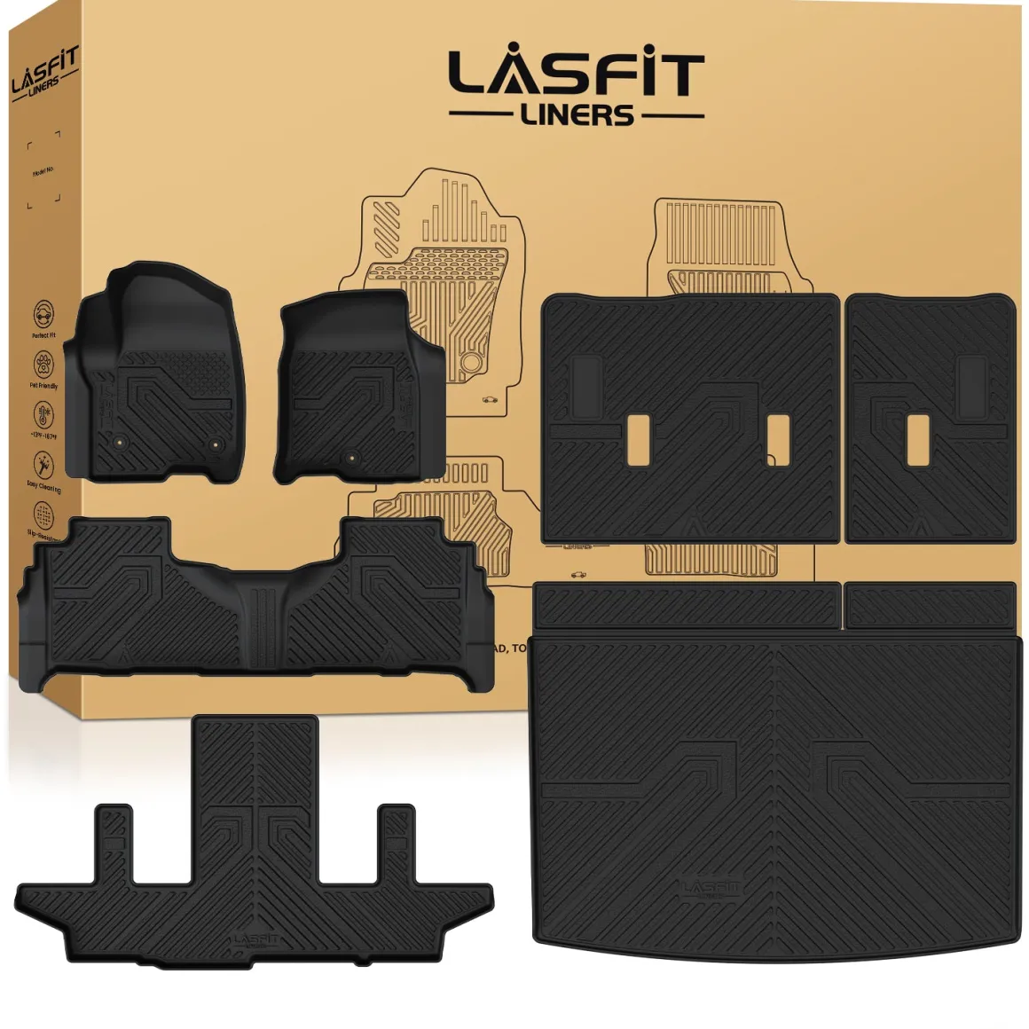 Fit for 2021–2026 Chevrolet Suburban Floor & Cargo Mats Protection Set, Not Fit 9 Seats