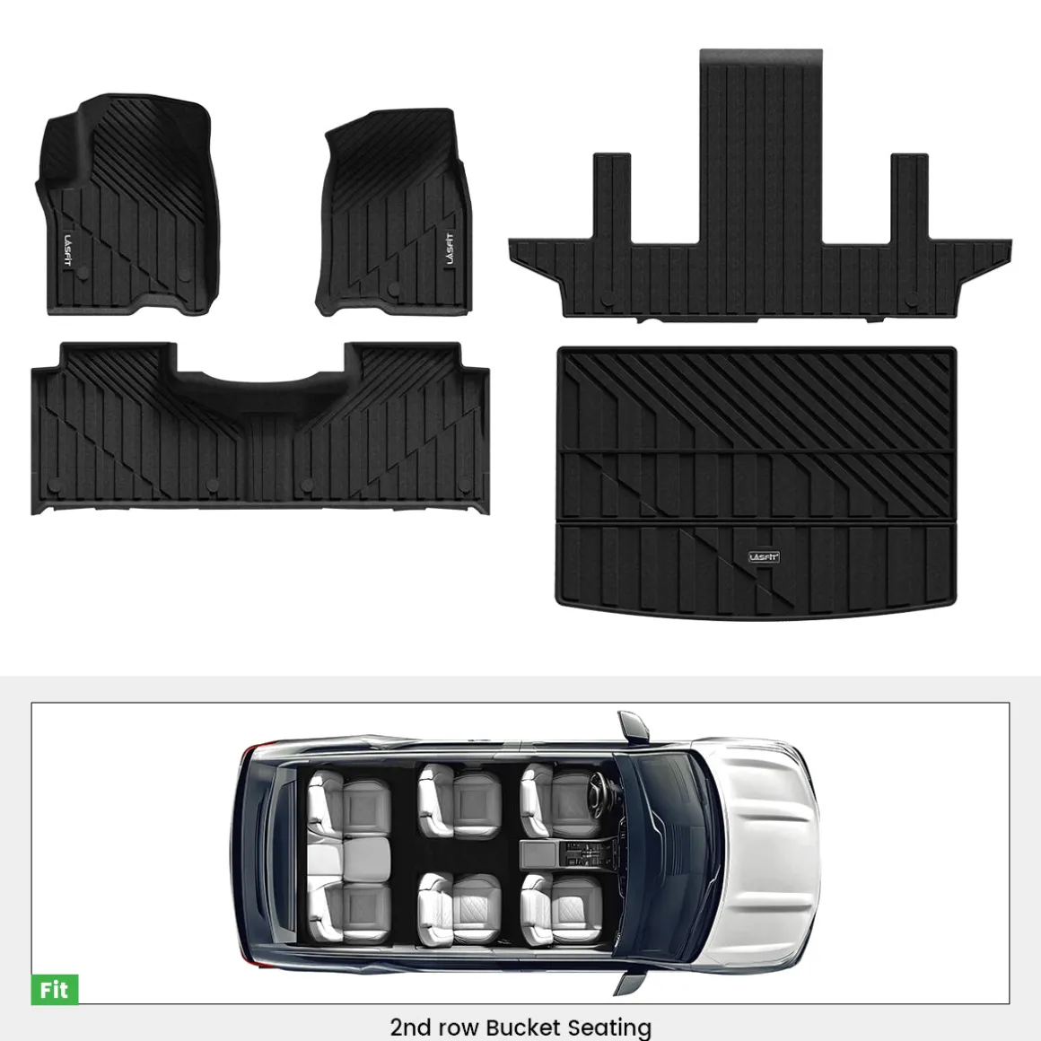 Fit for 2021–2026 Chevrolet Suburban Floor & Cargo Mats Protection Set, Not Fit 9 Seats