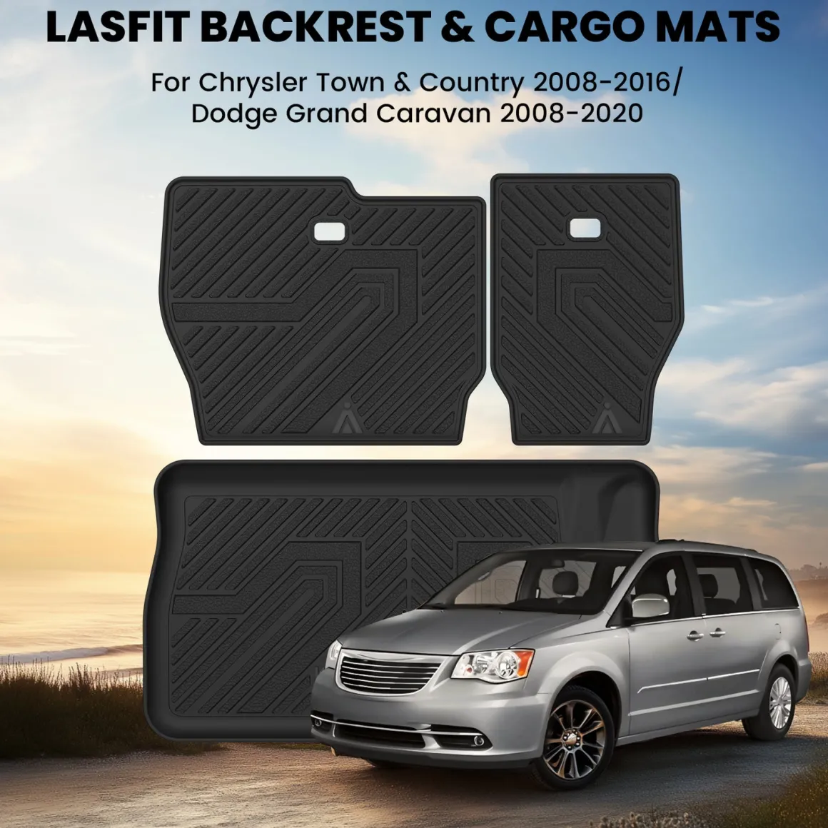 Fit for 2008-2016 Chrysler Town & Country Floor Mats or Cargo & Seatback Mats, Floor Mats Only Fit Stow 'N Go Bucket Seats (Standard)