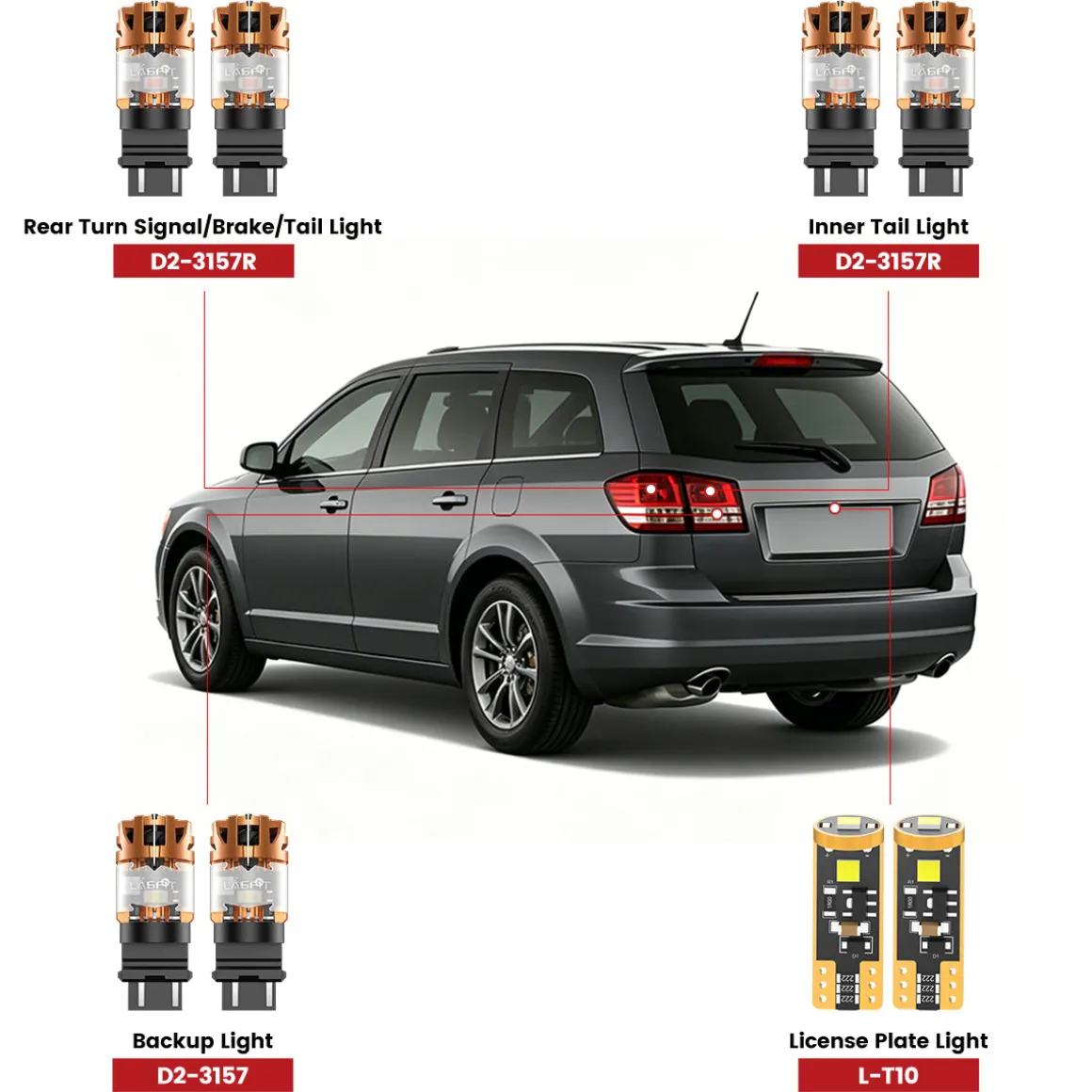 Fit for 2009-2010 Dodge Journey The Brightest LED Bulbs Upgrade