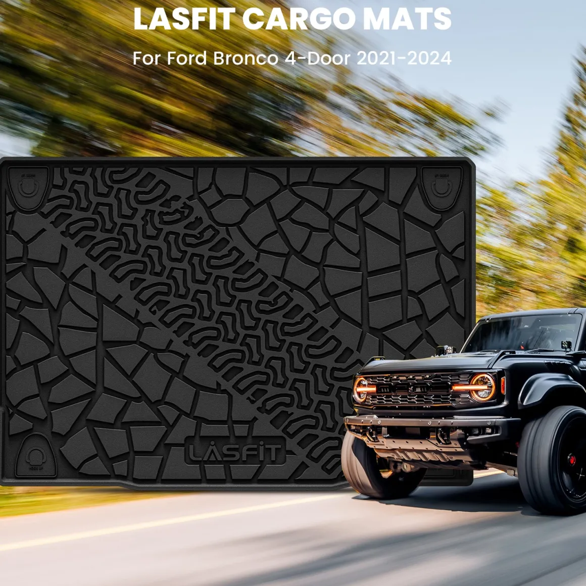 Fit for 2021-2026 Ford Bronco Custom Floor Mats or Cargo Mat, Not For Sport, Fit 4-Door & Not Rubberized Flooring