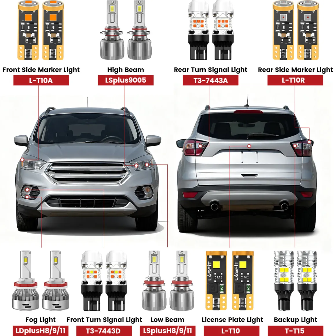 Fit for 2017-2018 Ford Escape The Brightest LED Bulbs Upgrade | Tested and Verified