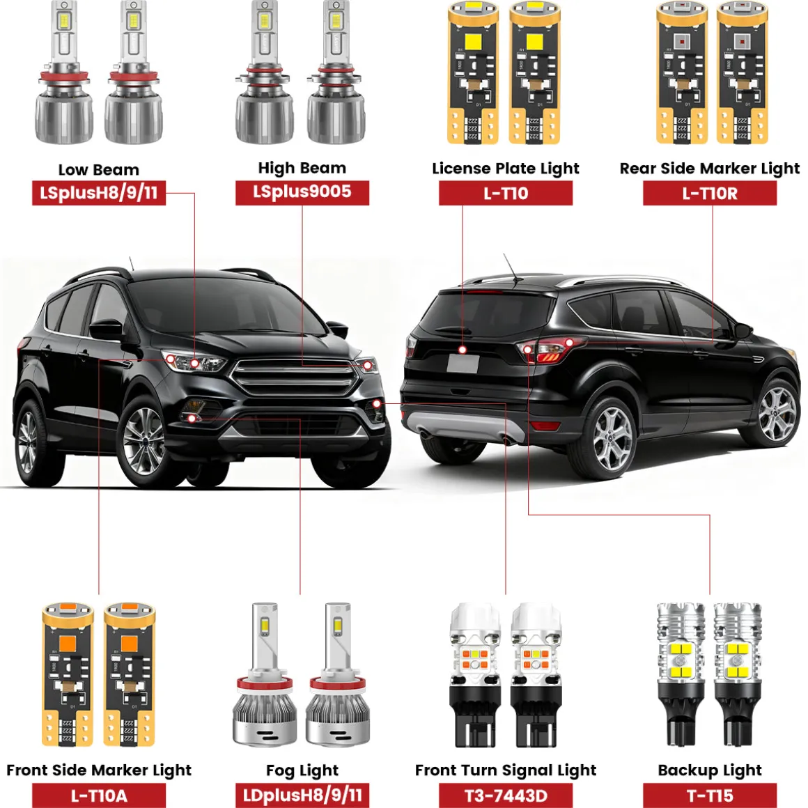 Fit for 2019 Ford Escape The Brightest LED Bulbs Upgrade | Tested and Verified