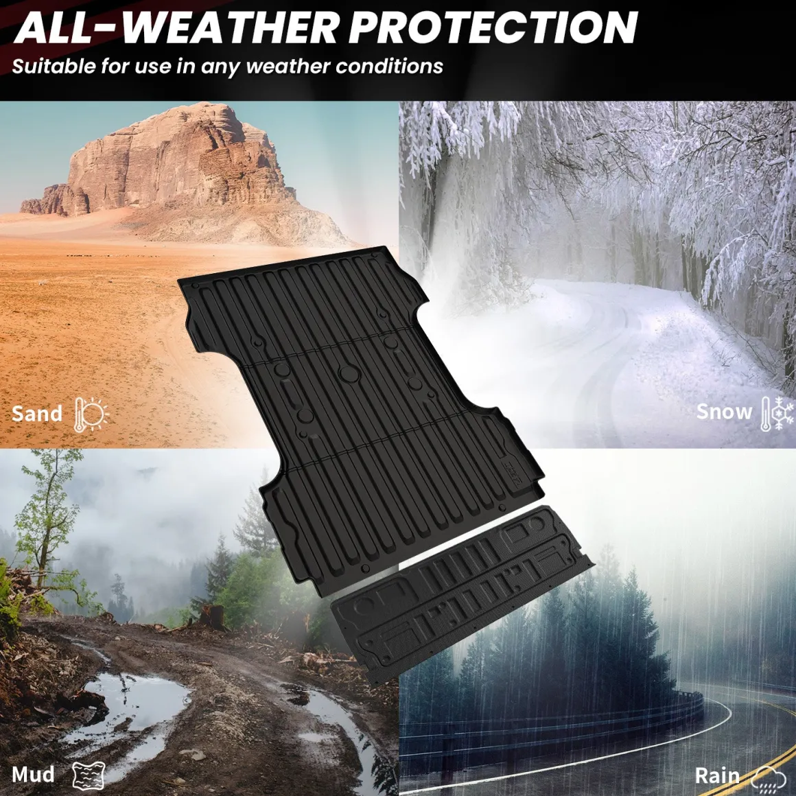 Fit for 2017-2026 Ford F-250 F-350 F-450 F-550 Super Duty Bed Mat or Tailgate Mat, Not Fit Drop-in liners