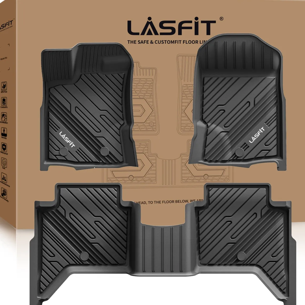 Fit for 2020-2023 Ford Ranger Floor Mats 1st & 2nd Row Seat, Fit SuperCrew ONLY