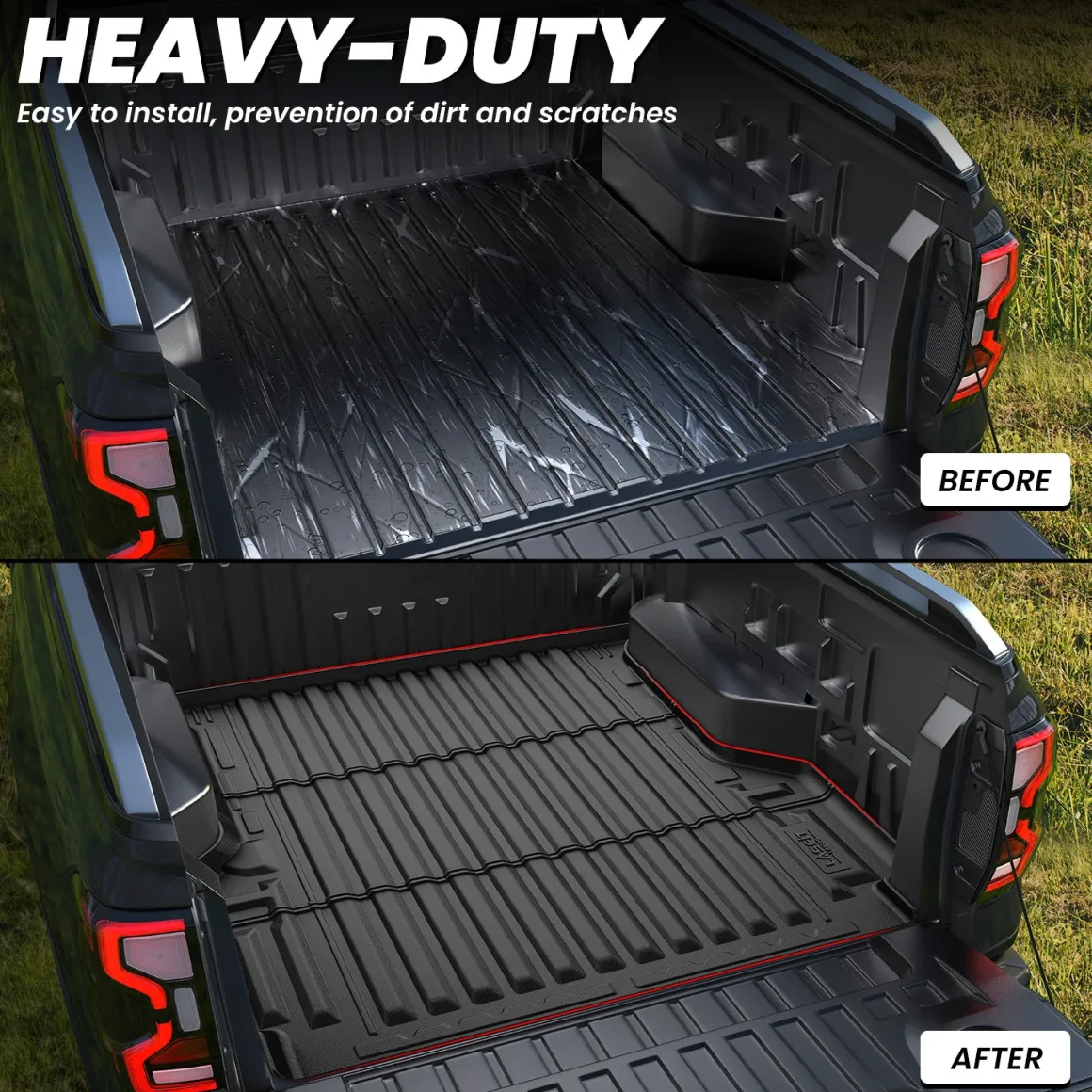Fit for 2024-2026 Ford Ranger 5FT(59.6") Heavy Duty Truck Bed Mat or Tailgate Mat, Not Fit Drop-in liners