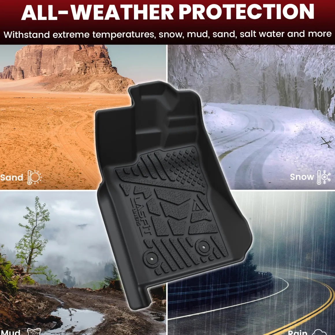 Fit for 2024-2026 Ford Ranger TPE Floor Mats, Fit Carpet Floor Only