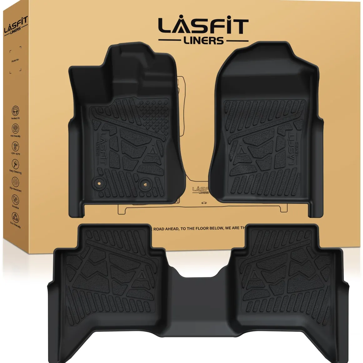 Fit for 2024-2026 Ford Ranger TPE Floor Mats, Fit Carpet Floor Only
