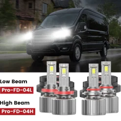 Fit for 2015-2025 Ford Transit-150/250/350 Custom H11 9005 LED Bulbs w/ Dust Cover | Pro-DC Series