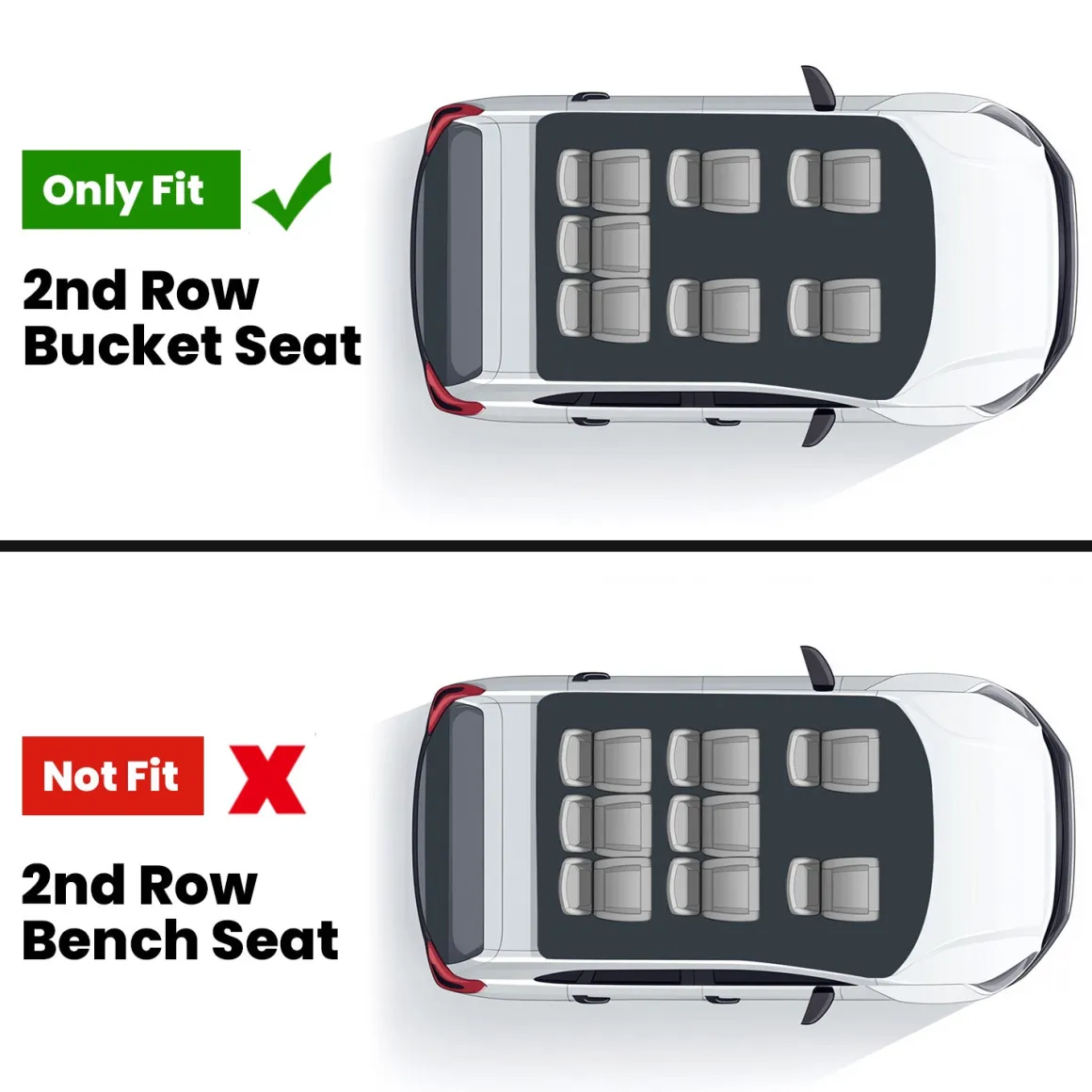 Fit for 2007-2016 GMC Acadia Floor Mats, Fit 2nd Row Bucket Seating Only