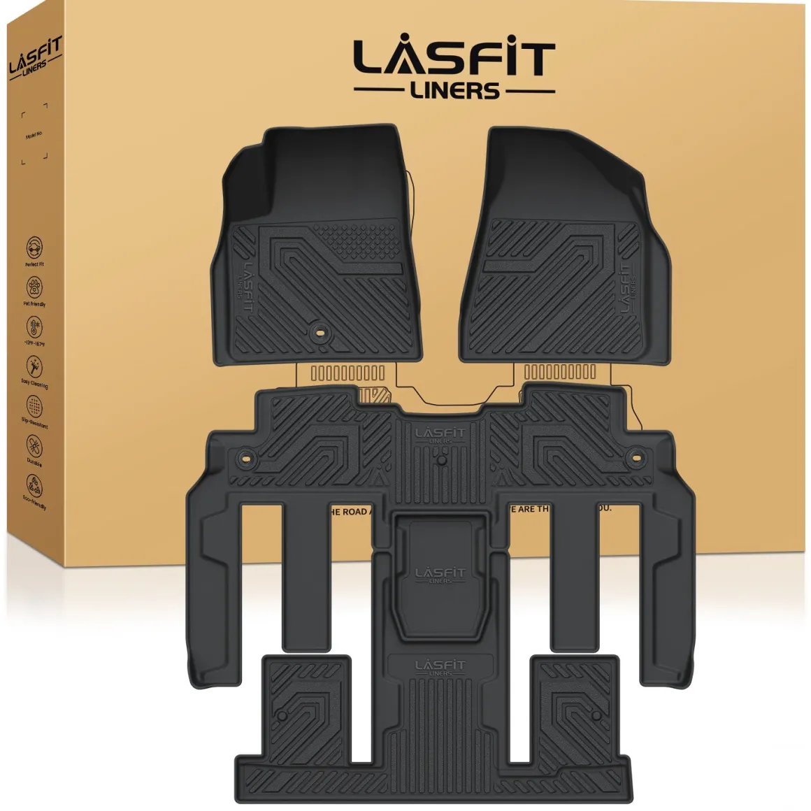Fit for 2007-2016 GMC Acadia Floor Mats, Fit 2nd Row Bucket Seating Only
