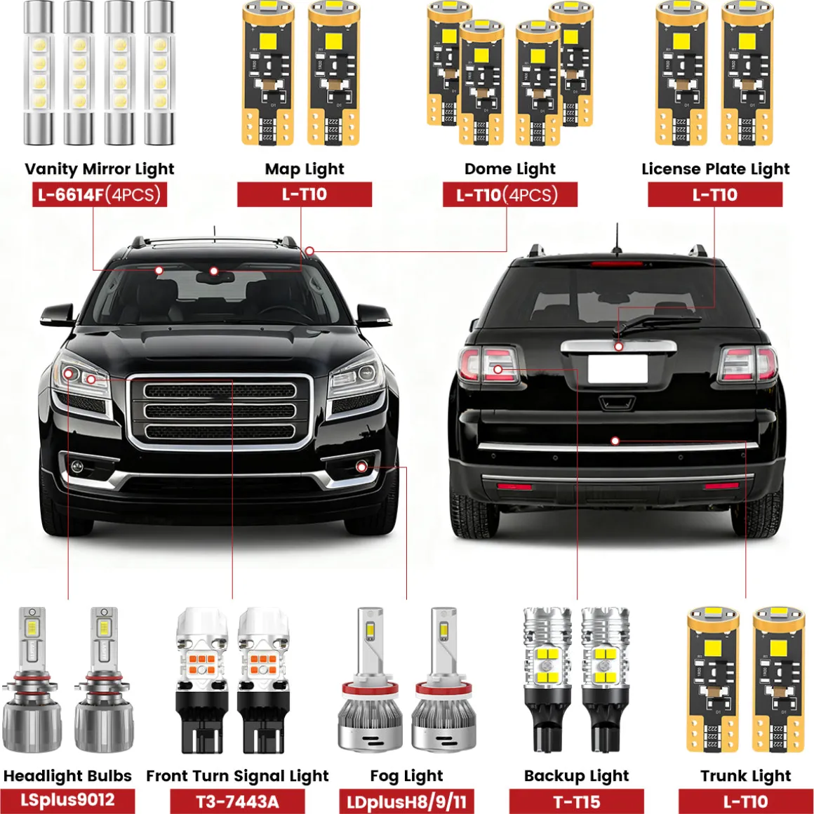 Fit for 2013-2016 GMC Acadia The Brightest LED Bulbs Upgrade | Tested and Verified