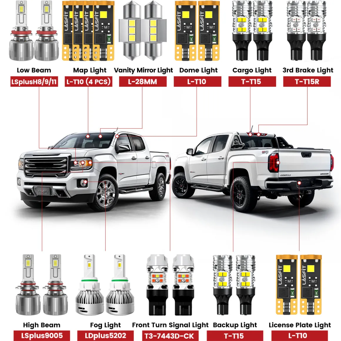 Fit for 2015-2022 GMC Canyon The Brightest LED Bulbs Upgrade | Tested and Verified