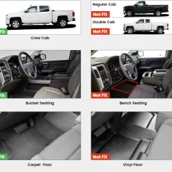 Fit for 2014-2018 GMC Sierra 1500 Floor Mats, Fit Carpet Floor & Without 4*4 Shifter Only