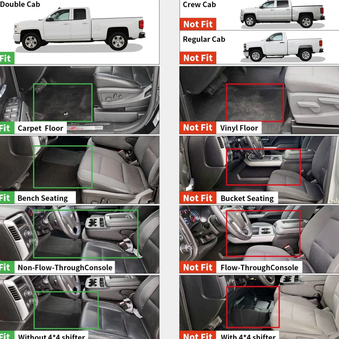 Fit for 2014-2018 GMC Sierra 1500 Floor Mats, Fit Carpet Floor & Without 4*4 Shifter Only