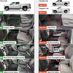 Fit for 2014-2018 GMC Sierra 1500 Floor Mats, Fit Carpet Floor & Without 4*4 Shifter Only