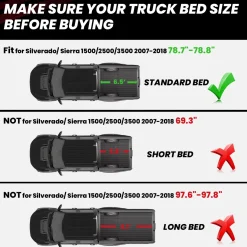 Fit for 2007-2018 GMC Sierra 1500 Heavy Duty 5.8FT or 6.5FT Bed Mat, Not Fit 2007 Classic Body Style