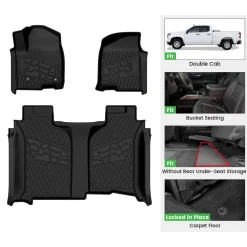 Fit for 2020-2026 GMC Sierra or Sierra Denali 2500HD 3500HD Floor Mats, Fit Carpet Floor Only