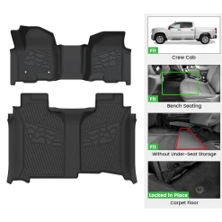 Fit for 2020-2026 GMC Sierra or Sierra Denali 2500HD 3500HD Floor Mats, Fit Carpet Floor Only