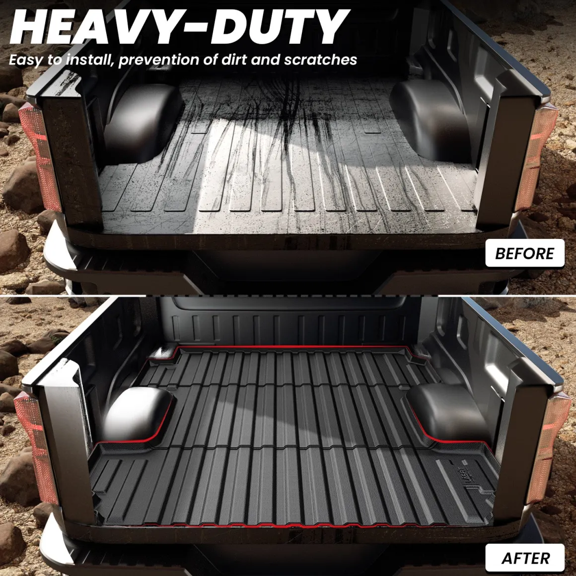 Fit for 2019-2026 GMC Sierra 1500 Truck Bed Mat or Tailgate Mat, Not Fit 2019 Sierra 1500 LD